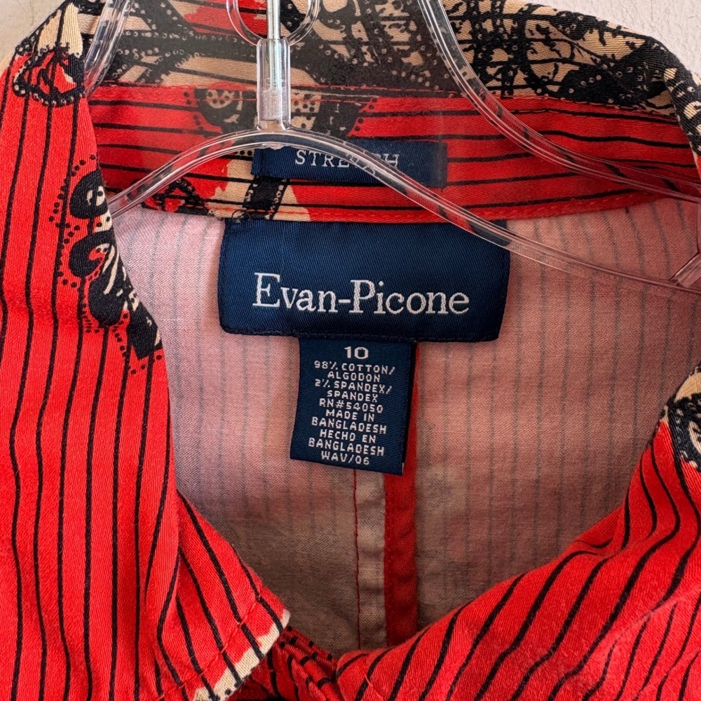 Vintage Evan Picone Orange Floral Striped Blazer Retro 90s Cropped Jacket 10 - Picture 5 of 7